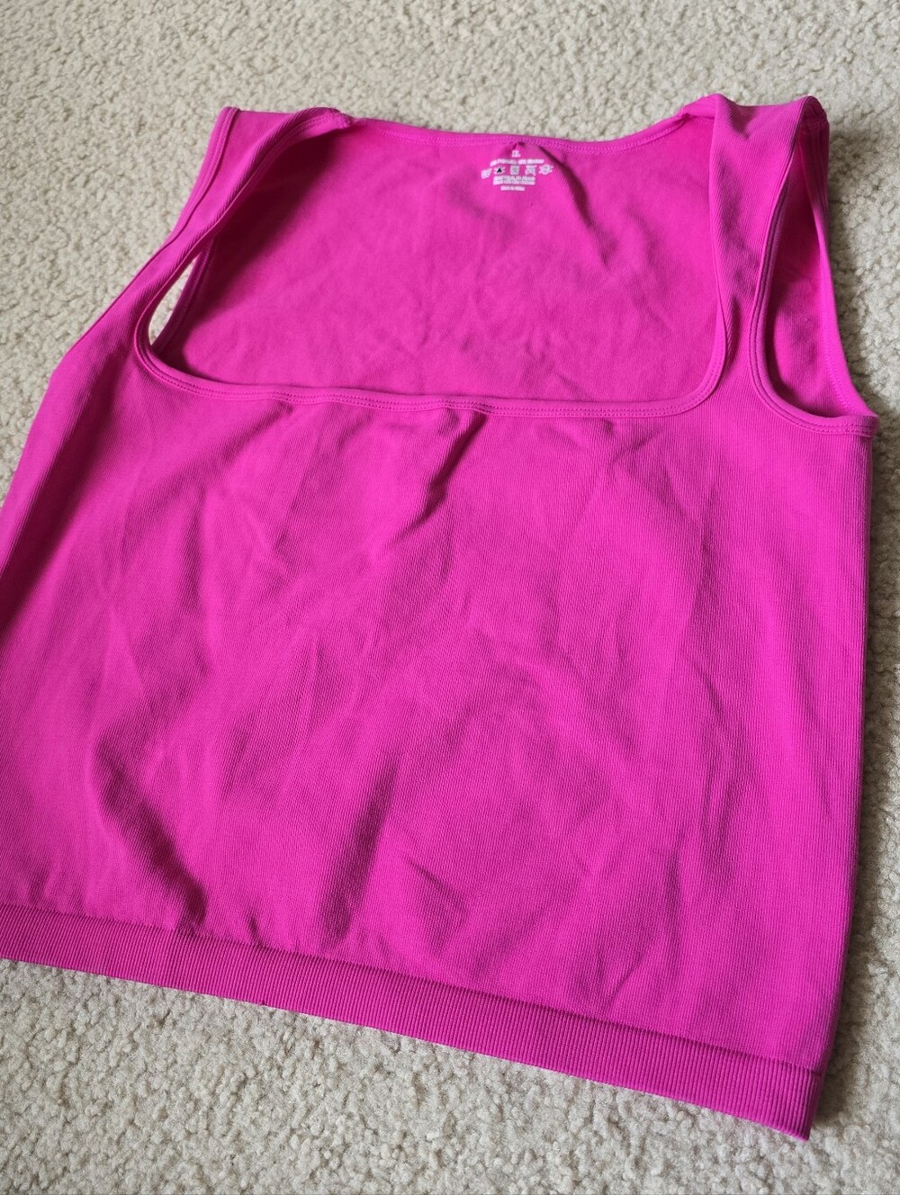 Women's Hot Pink Square Neck Tank Top Womens Size XL Fits Large Xlarge